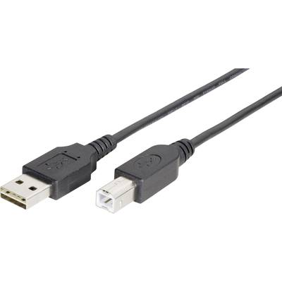  USB cable  USB-B plug, USB-A plug 1.80 m Black Duplex use connector, gold plated connectors, UL-approved 
