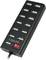 'Black USB hub with 13 ports by LogiLink and red power switch.'