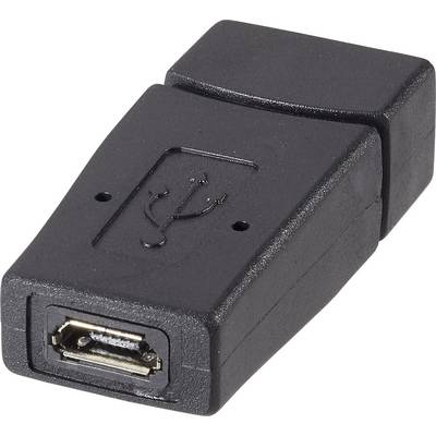 A black USB adapter with a mini-USB port on one side and a USB-A socket on the other side.