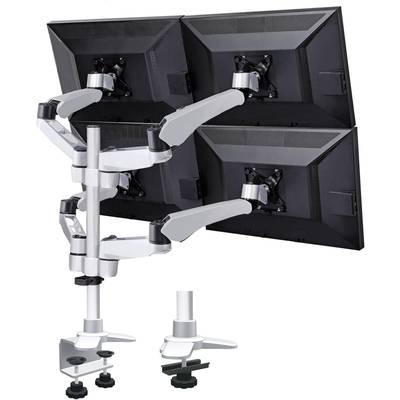 SpeaKa Professional SP-3957076 Flex 4x Monitor desk mount 25,4 cm (10") - 68,6 cm (27") Black, Silver Height-adjustable,