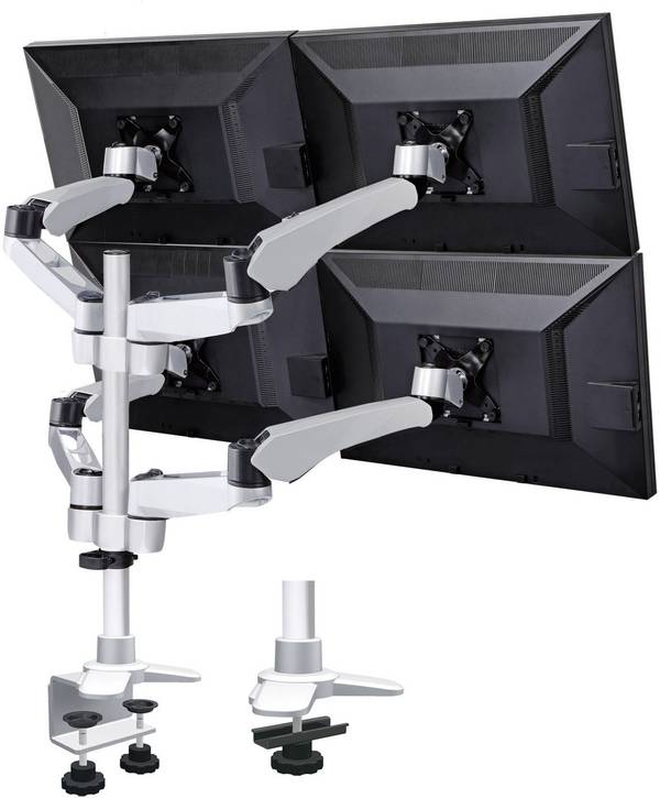 SpeaKa Professional Monitor desk mount SP-3957076 Flex 4 Display(s) 25,4 cm (10") - 68,6 cm (27") Black, Silver Height-adjustable, Tiltable, Swivelling, Swivelling, Retractable