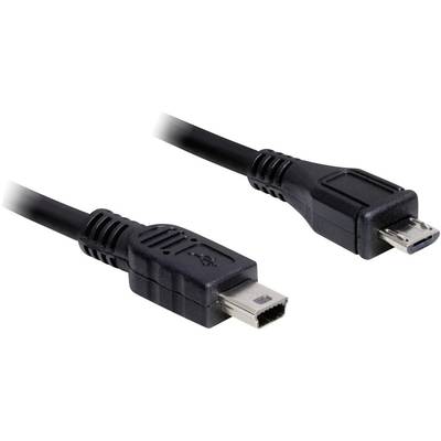 Delock USB cable USB 2.0 USB Micro-B plug, USB-Mini-B plug 1.00 m Black gold plated connectors, UL-approved 83177
