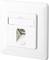 White Ethernet network socket with angled RJ45 connector, suitable for wall mounting.