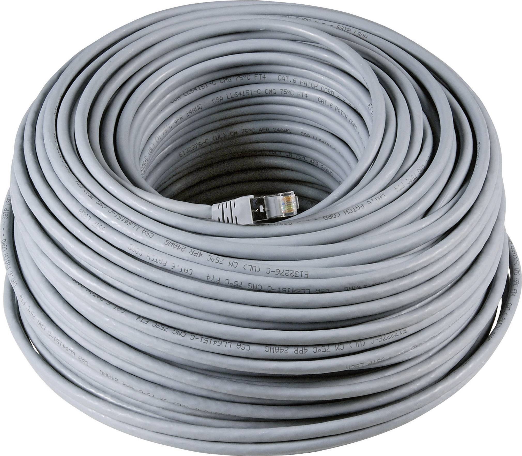 EFB Elektronik RJ45 Network cable, patch cable CAT 6A S/FTP 50.00 m Grey UL-approved, Flame-retardant, incl. detent