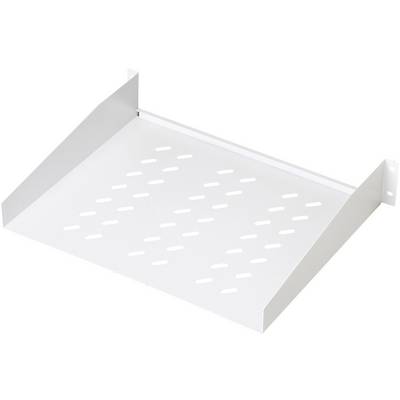 White metal shelving unit with side brackets and ventilation slots, suitable for wall mounting.