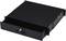 A black metal drawer insert with handle and lock. Ideal for securing documents or small items in a cupboard.