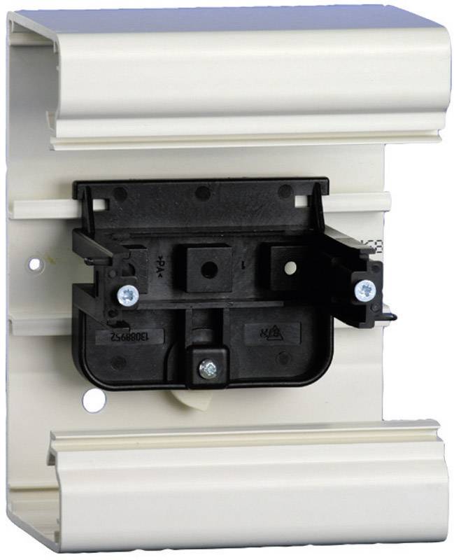 A mounting kit for white plastic and metal venetian blinds. Includes brackets and screws for installation.
