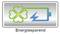 A symbol shows a green clover leaf next to a blue battery symbol with a lightning bolt, with the text 'Energy-saving' underneath.