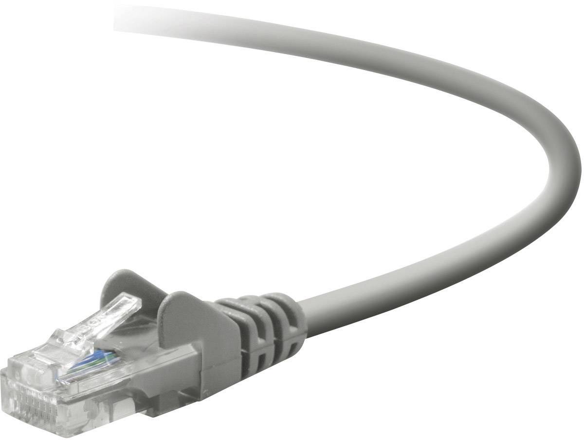 Ethernet cable with grey connector and cable, used for network connection.