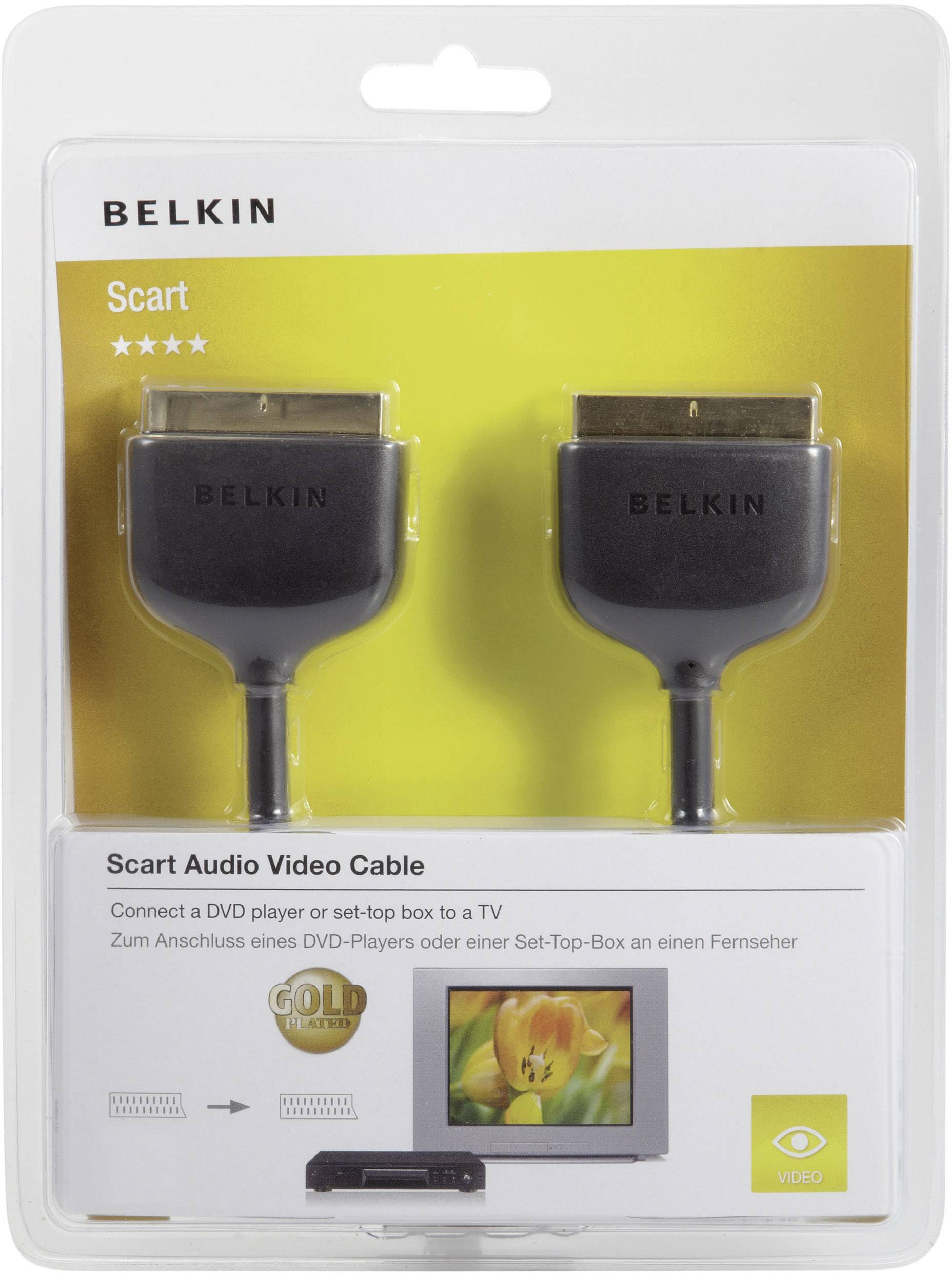 Belkin Belkin Scart Audio Video Cable 5m For TV DVD Set Top Box high Quality Genuine 