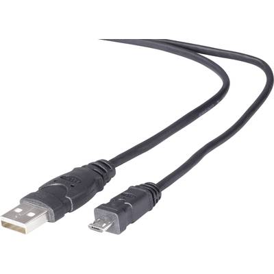 Belkin USB cable USB 2.0 USB-A plug, USB Micro-B plug 1.80 m Black gold plated connectors, UL-approved F3U151cp1.8M-P