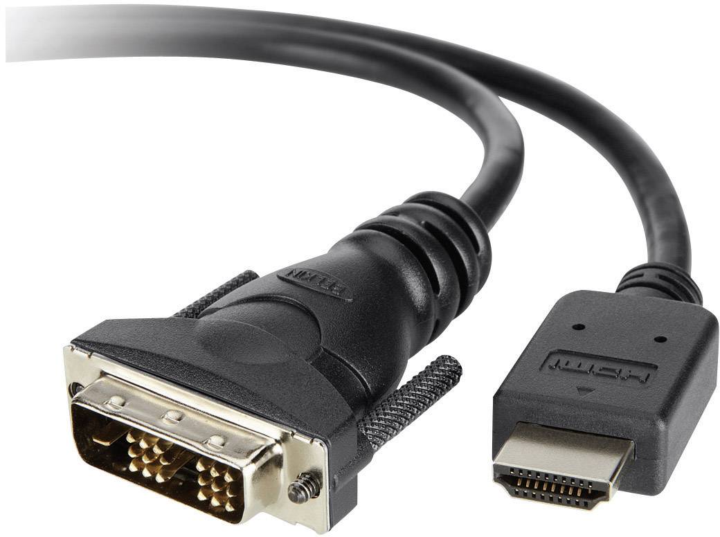 Villig leje infrastruktur Belkin DVI / HDMI Adapter cable DVI-D 18+1-pin plug, HDMI-A plug 1.80 m  Black F3Y005BT1.8M gold plated connectors, screw | Conrad.com