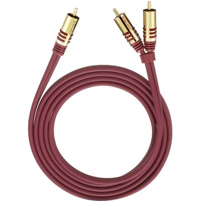 Oehlbach 20561 RCA Audio/phono Y cable [2x RCA plug (phono) - 1x RCA plug (phono)] 1.00 m Red gold plated connectors