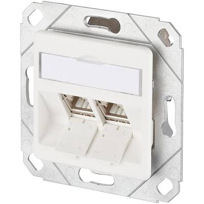 Metz Connect Network outlet Flush mount Insert with main panel CAT 6A 2 ports Pure white