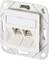 Double network socket in a standard wall module, suitable for LAN cabling. Two RJ45 ports, rectangular metal housing.