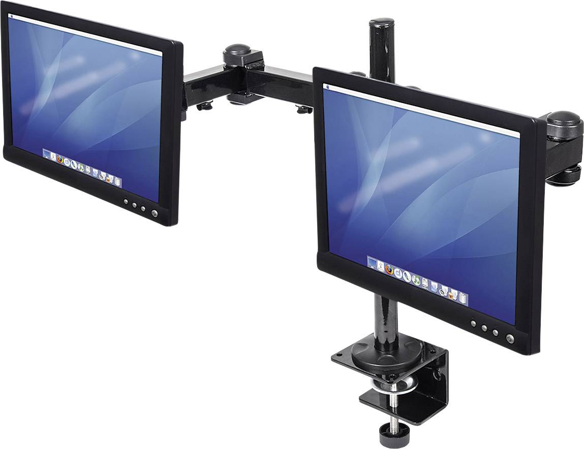 Manhattan 420808 Monitor desk mount 2 Display(s) 25,4 cm (10") - 61 cm (24") Black Tiltable, Swivelling-1