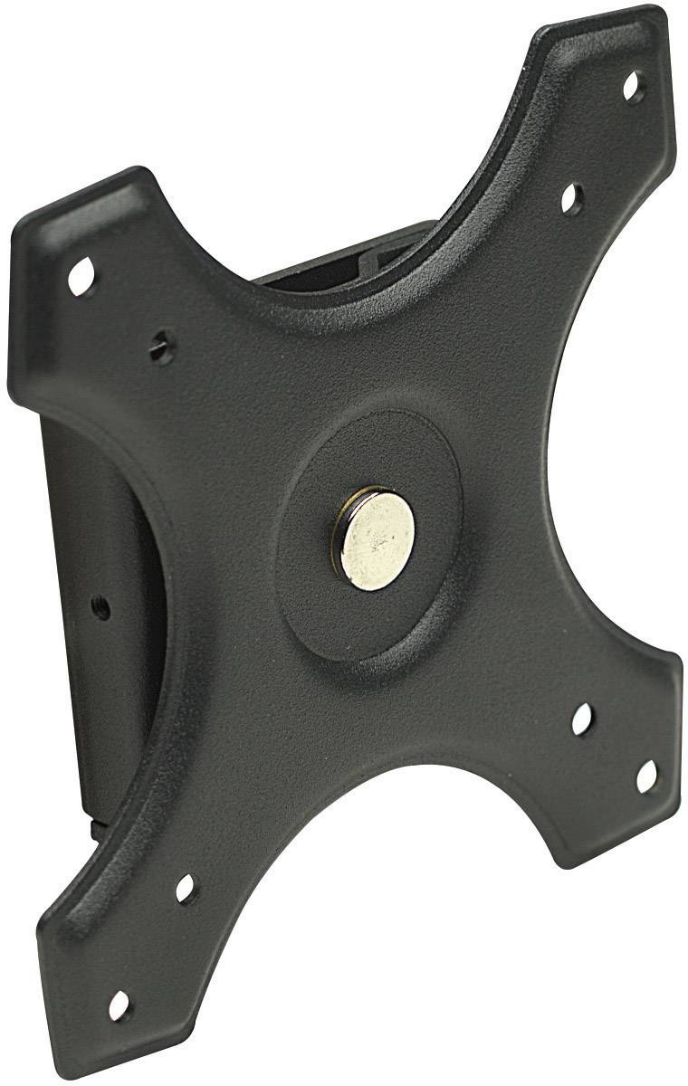 Black TV wall mount with pentagonal design and mounting holes at the corners, suitable for mounting flat screens.