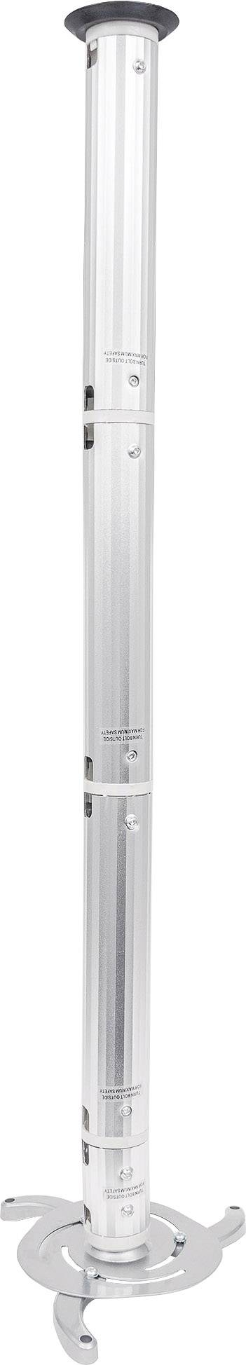 A silver, vertical rod with multiple joints and a round base that provides stability.