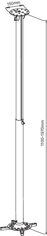 Manhattan 424868 Projector ceiling mount Tiltable, Rotatable Max. distance to floor/ceiling: 197 cm Silver-1
