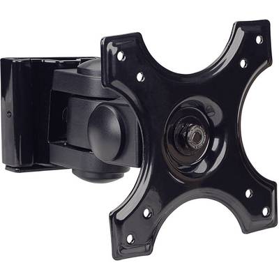 A black, wall-mounted TV bracket with four mounting points, suitable for flat screens.
