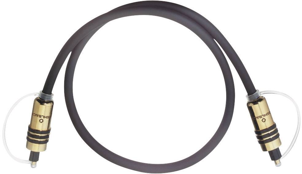 A digital optical audio cable with two gold-plated connectors at each end and a black outer sheath.