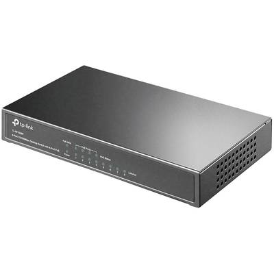 Black TP-Link 8-Port Gigabit Desktop Switch with front-facing LEDs to indicate network status.
