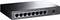 A black network switch with eight Ethernet ports, numbered from 1 to 8. On the right-hand side is a power connection.