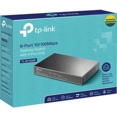 TP-Link 8-Port Desktop Switch with 4-Port PoE. Suitable for Efficient Network Deployments. Model TL-SF1008P.