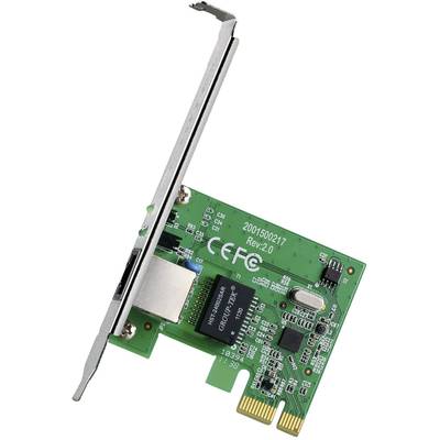 'Network card with green PCB, PCIe interface, Ethernet port and electronic components for connecting to a computer.'