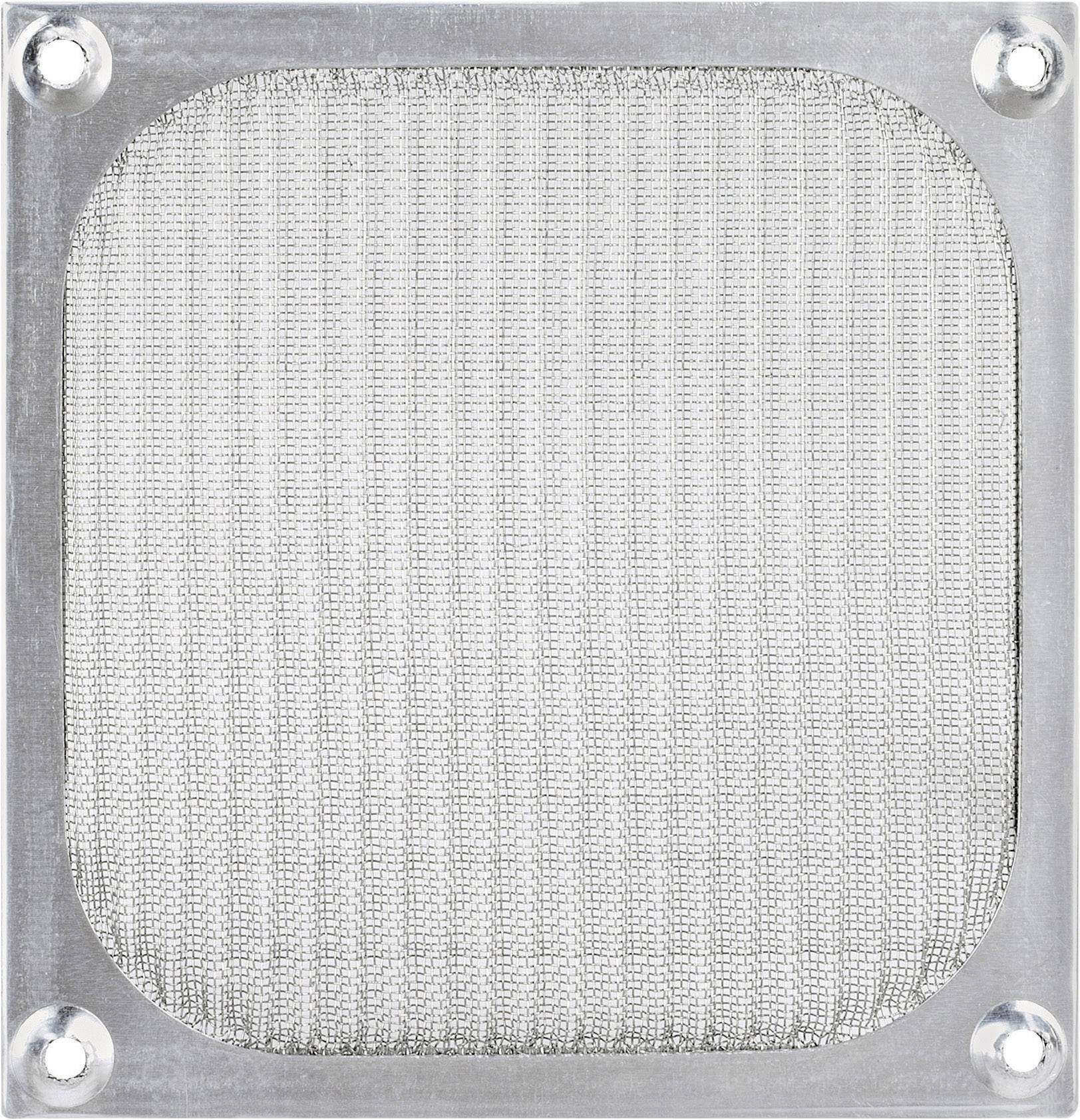 A rectangular metal grid with rounded corners, secured by four visible screws in each corner area.