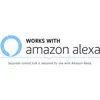Logo with text 'Works with Amazon Alexa'. Below it reads 'Separate base station required for use with Amazon Alexa'.