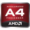 AMD A4 processor logo with the inscription 'Accelerated A4 Processor AMD' on a red background.
