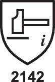 A shield symbol with a hammer and the letter 'i' underneath. Below this is the number '2142'.