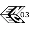Logo with the letters 'ENEC' and the number '03' in black and white.
