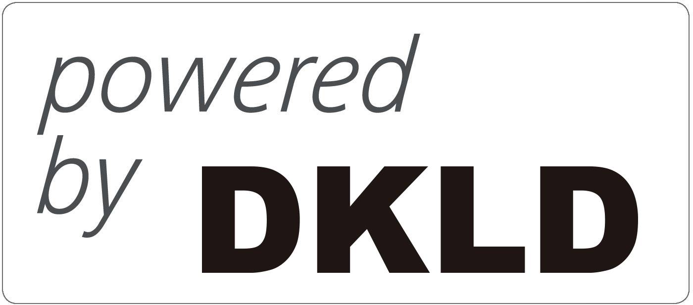 Logo reading 'powered by DKLD' in italic gray text beside large bold black DKLD letters.