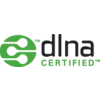 "DLNA CERTIFIED" logo in green and black, with a stylised network symbol on the left.