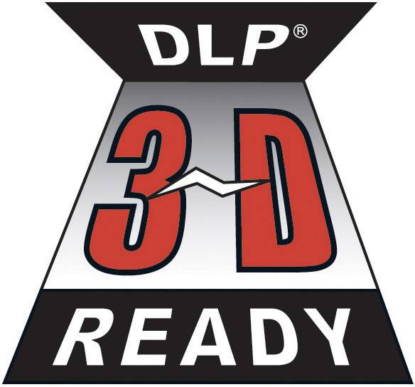 '3D DLP Ready' logo with a large, red '3D' text in the centre and a black 'DLP Ready' text above and below.
