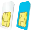 Two SIM cards in black and brown side by side, symbolising mobile connectivity and dual-SIM functionality.