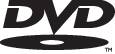 'DVD' in stylised lettering centred above a schematic representation of a DVD data carrier.