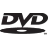 'DVD' in stylised lettering centred above a schematic representation of a DVD data carrier.