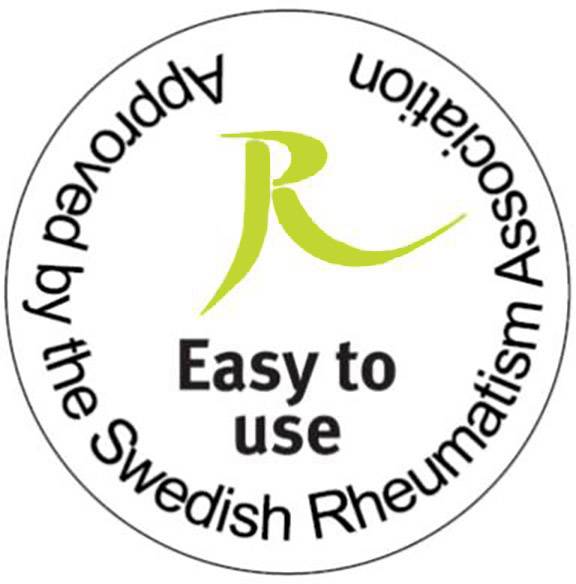 'Easy to use' seal of the Swedish Rheumatism Association, approved by the Swedish Rheumatology Society.