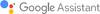 Logo of Google Assistant with the words 'Google Assistant' next to it. A blue, red, yellow, and green dot symbolise the assistant.