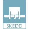 Logo with a stylised plug and the word 'SKEDD' underneath.