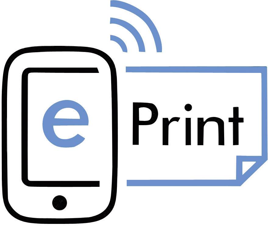 A logo depicts a stylised smartphone with the letter 'e' and the text 'Print', symbolising wireless printing.