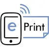 A logo depicts a stylised smartphone with the letter 'e' and the text 'Print', symbolising wireless printing.