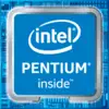 A microchip with the inscription 'Intel Pentium inside', represents a processor brand from Intel. In the background, a circuit board is visible.