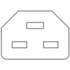 The image shows a simple schematic diagram of a three-pin electrical plug.