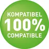 Green circle with the text '100% compatible' in white.