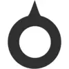 A black circular symbol with an upward-pointing arrow on a white background.