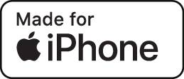 Black rectangle with white text: 'Made for iPhone'.